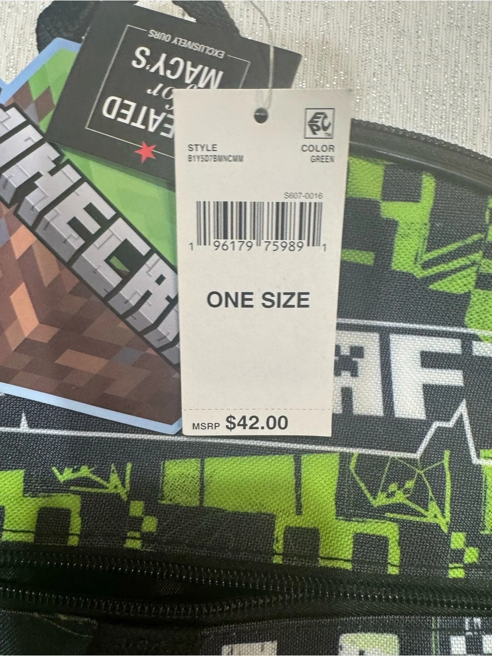 Minecraft Kids' Green Pixel Backpack with Matching Accessories